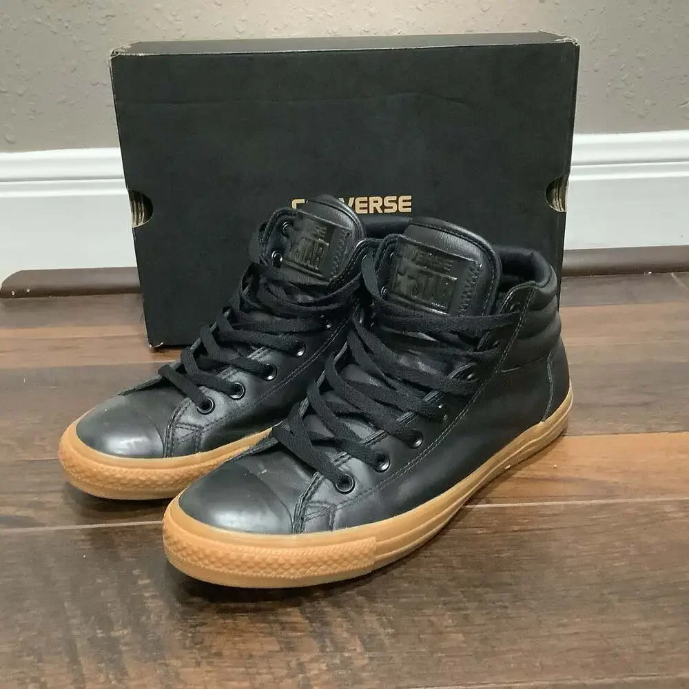 Converse Chuck Taylor All Star High Street Leather Sneakers 9.5 Black/Gum